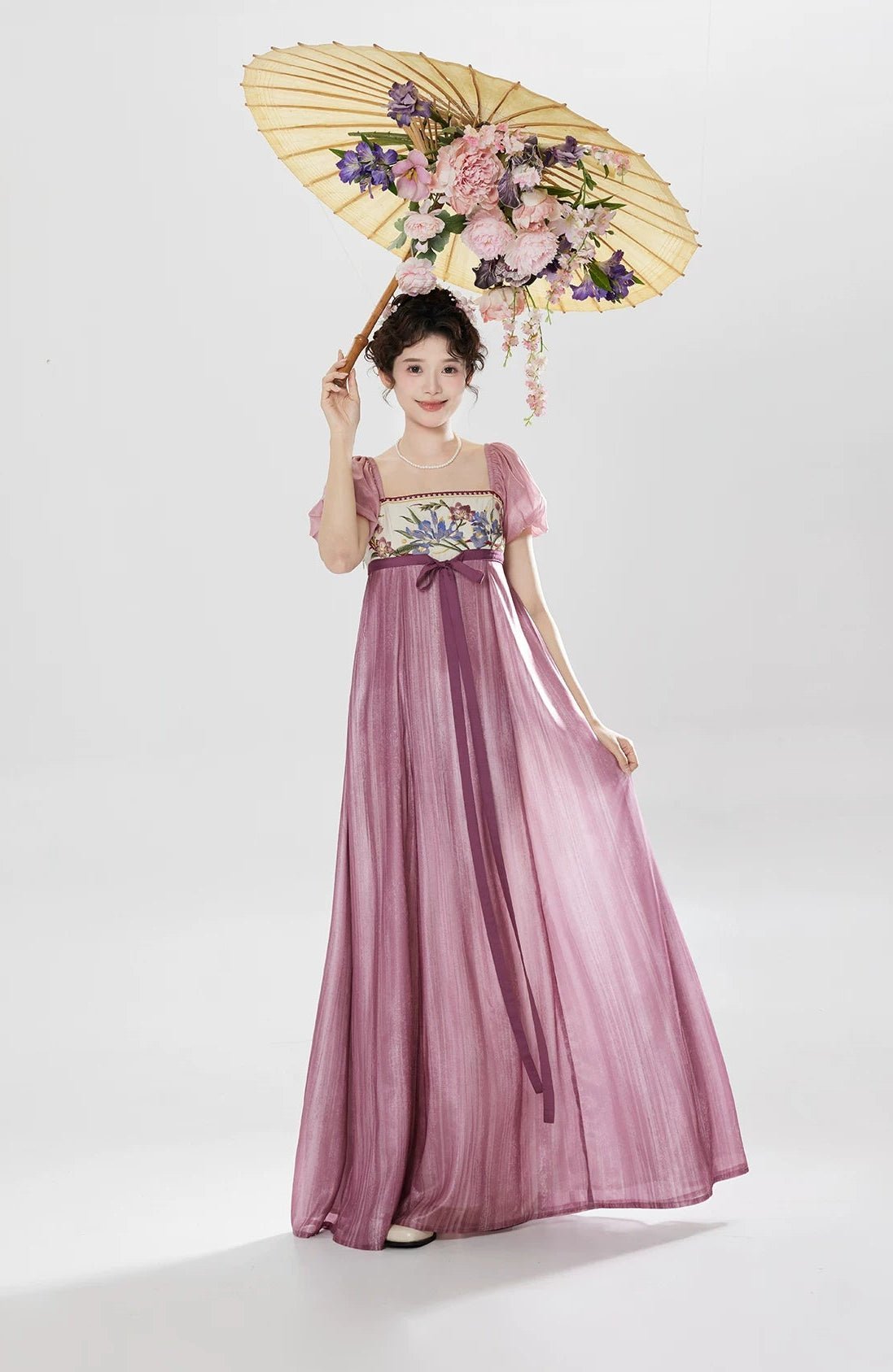 [Entering the curtain spring]  embroidered long dress bubble sleeves early spring beautiful dress - Image 4