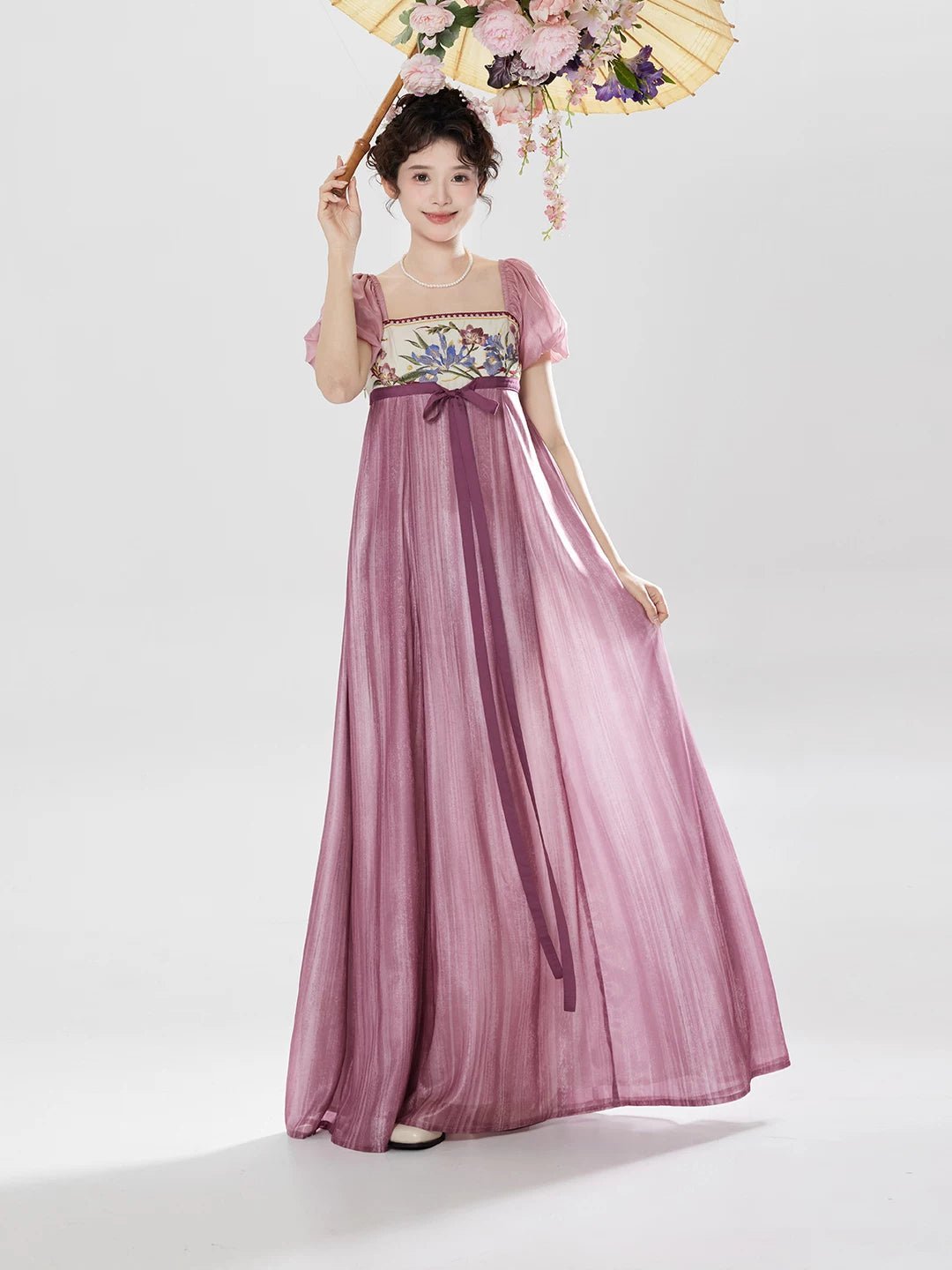[Entering the curtain spring]  embroidered long dress bubble sleeves early spring beautiful dress - Image 2