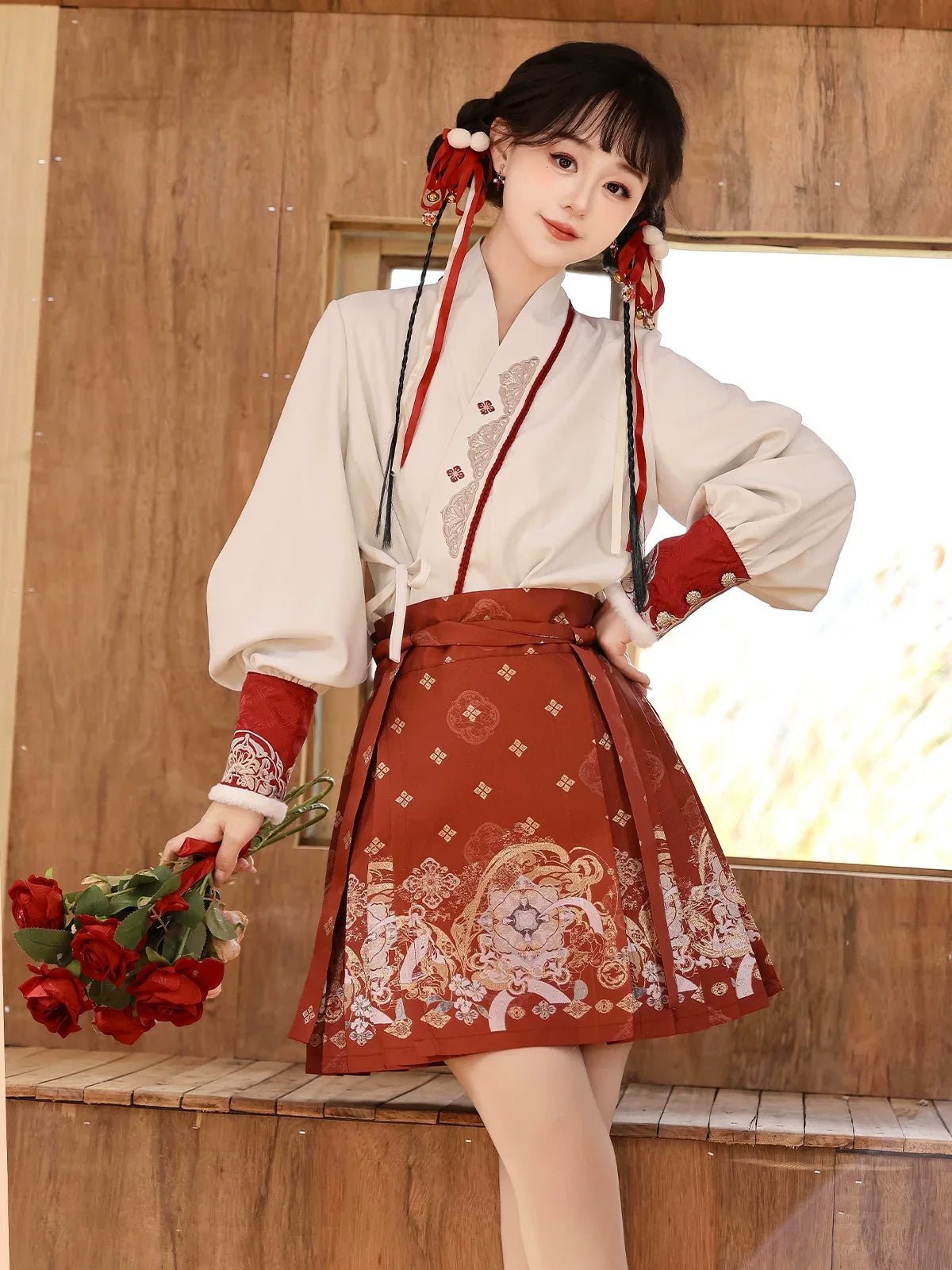 “Serpent Drum” – Modern Hanfu Autumn/Winter Set | Coat & Ma Mian Skirt - Image 2