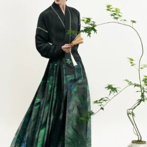 Unisex Hanfu Set – New Chinese Style Cross Jacket & Horse-Face Skirt Modern Hanfu Male