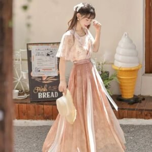 [Pianran · Grace in Bloom] Han-Inspired Summer Dress Set – Modern Chinese Two-Piece for Daily Elegance