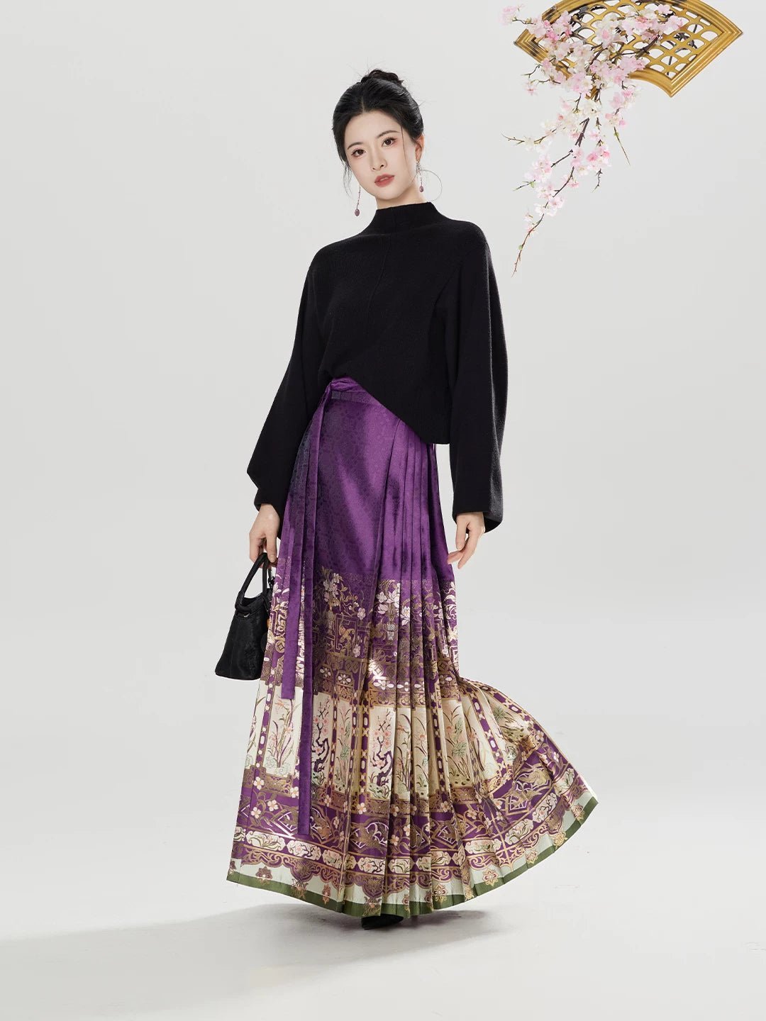 [Wood carving window grilles] Ming Dynasty Purple horse dress Hanfu