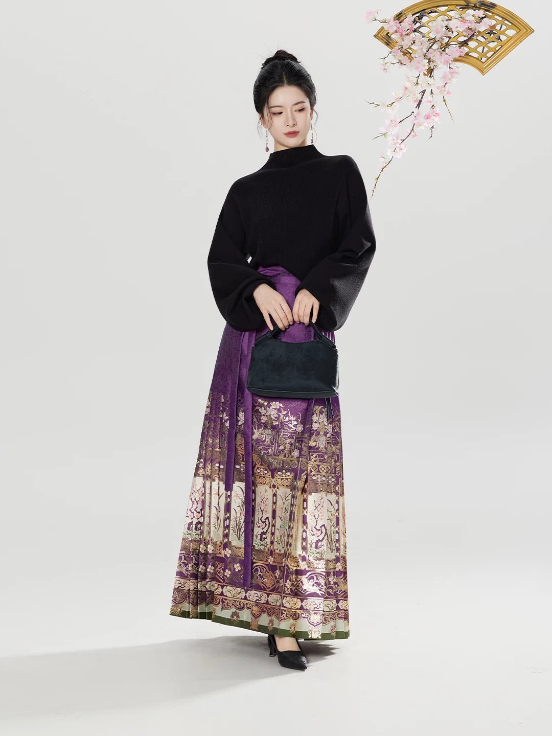 [Wood carving window grilles] Ming Dynasty Purple horse dress Hanfu - 이미지 5